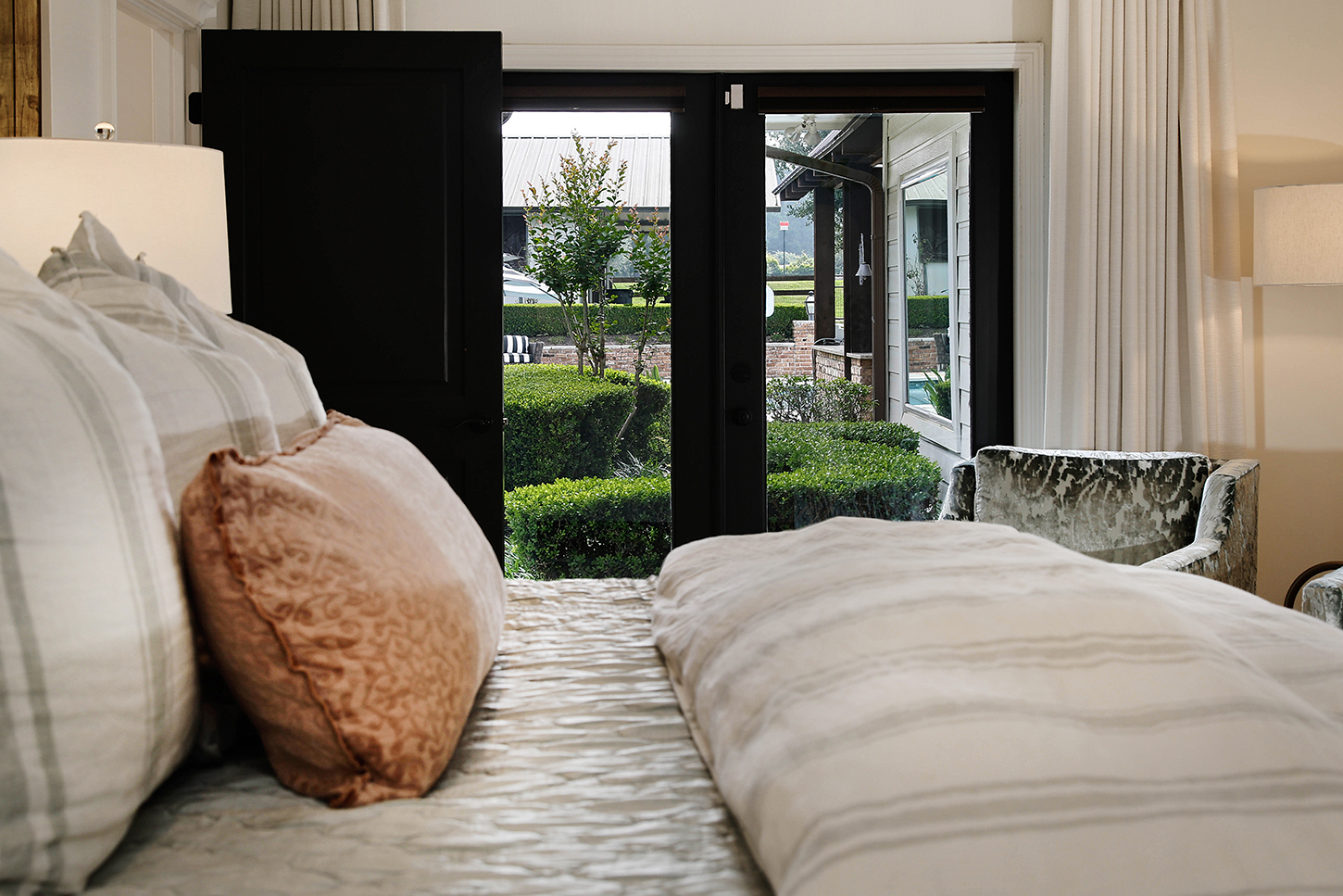Primary suite view to garden courtyard